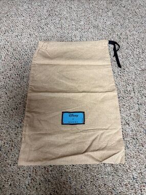 Gucci Beige Drawstring Dust Bag with Black Tie and Blue Patch